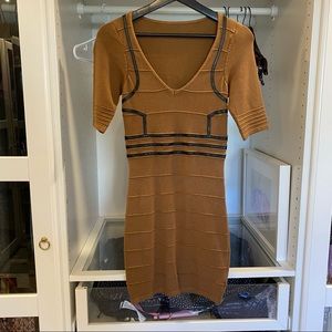 V neck bodycon knit dress-S